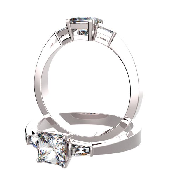 Anillo acompañado con 2 diamantes tapers