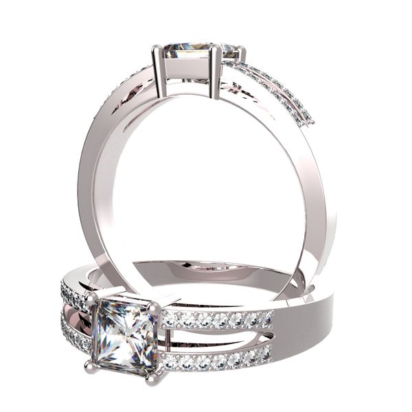 Anillo pavé montura en V