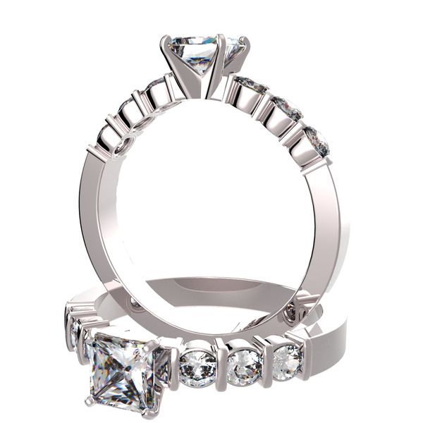 Anillo pavé engaste barras