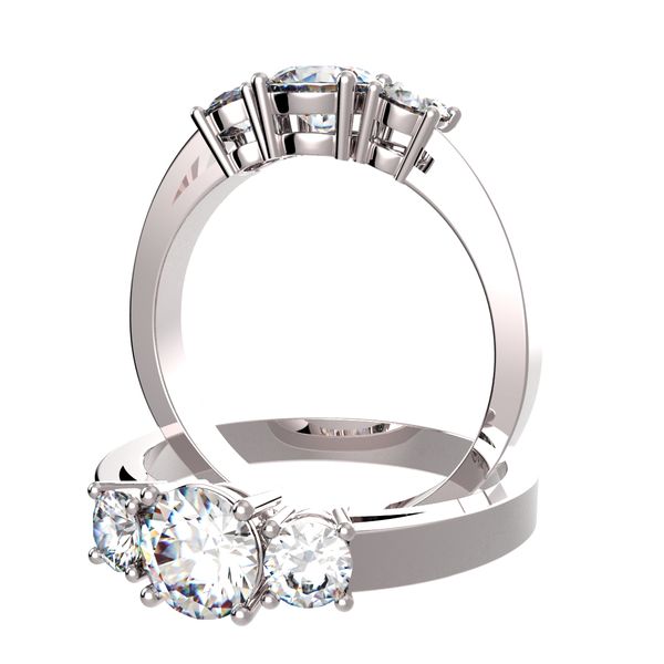 Anillo trilogía 4 garras en platino, Ref. 5058