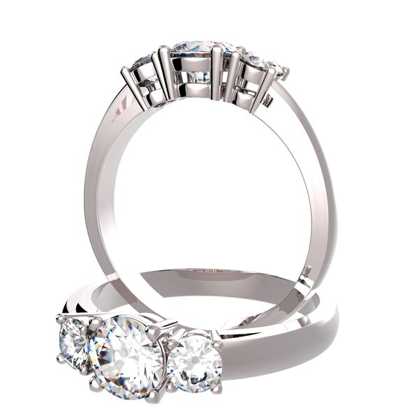 Anillo trilogía 4 garras en platino, Ref. 5058