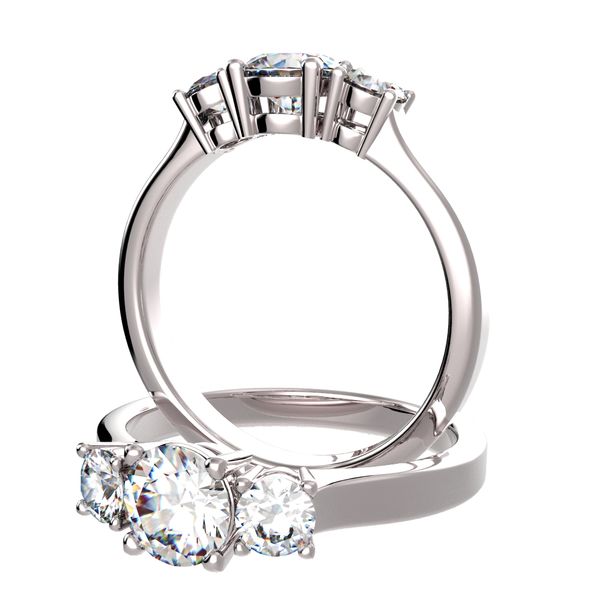 Anillo trilogía 4 garras en platino, Ref. 5058