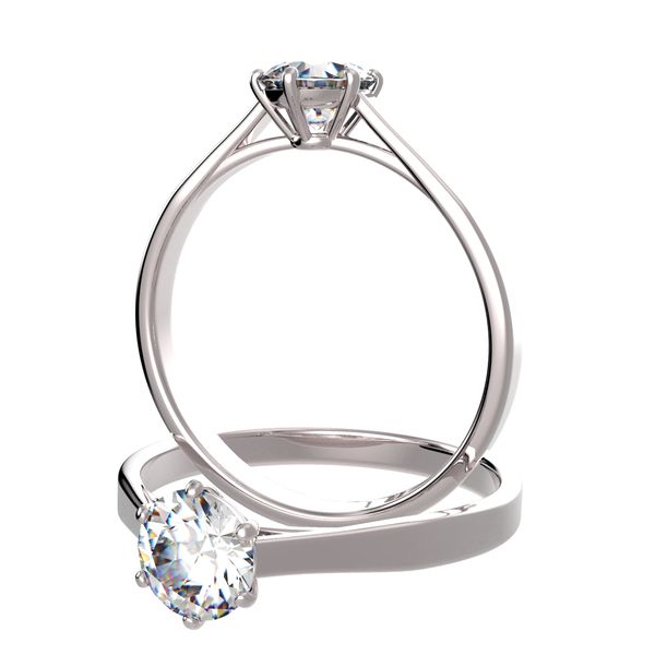 Anillo solitario 6 garras en platino, Ref. 4804